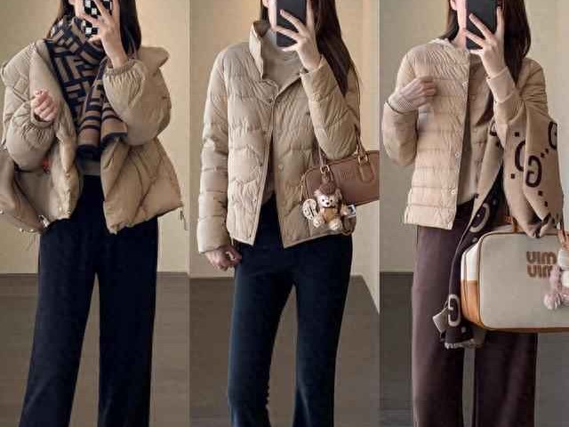 深圳出差秋冬穿搭秘籍：体制内小姐姐的私藏搭配，咖色短款羽绒+直筒裤，通勤藏肉超优雅
